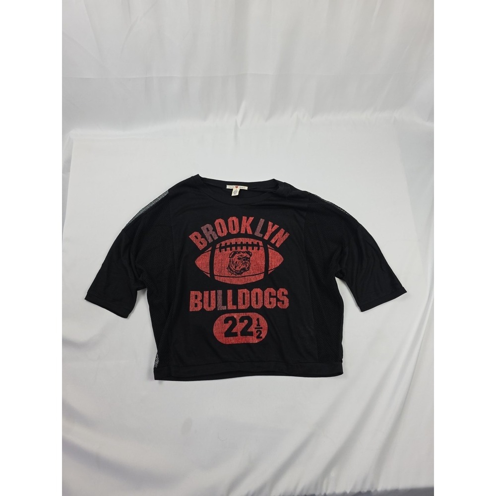 Derek Heart Black Cropped Oversized Crew Neck T-Shirt‎ Women's Size Medium